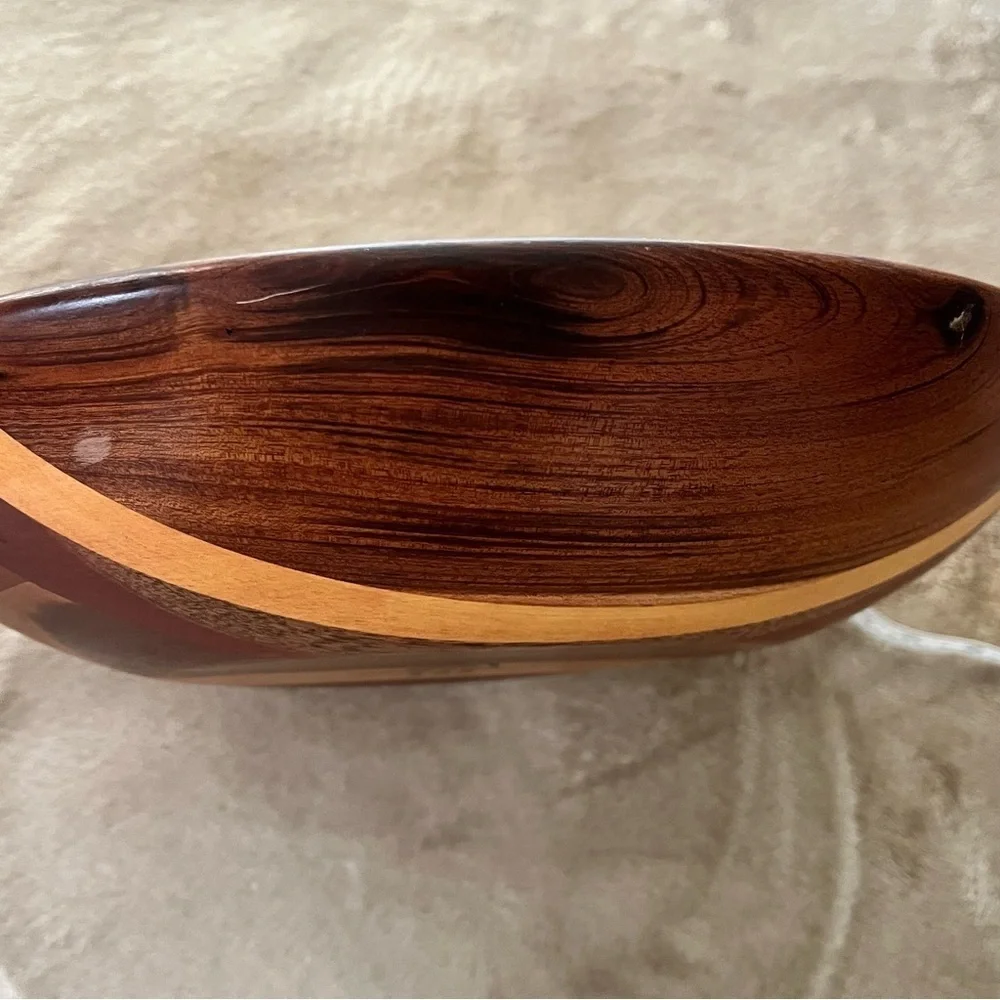 Vintage Malacca Timber Woodwork Inlaid Bowl 123 Malaysia 12